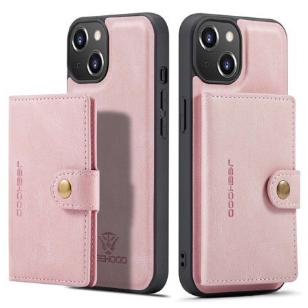 Detachable JEEHOOD iPhone 14 Plus case with a wallet - Rose gold-colored