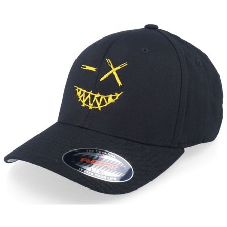Iconic - Svart flexfit Keps - Crazy Smiley Yellow/Black Flexfit @ Hatstore