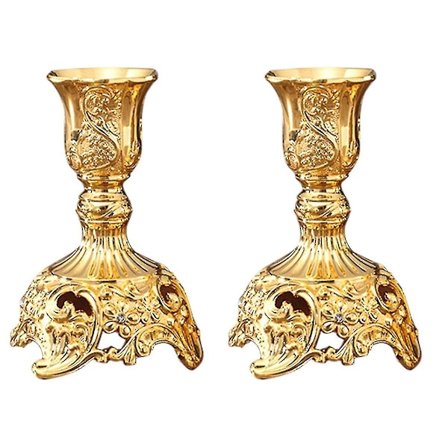 2 stk. Metal Lysestager Bryllup Lysestager Hjemme Dekoration Guld S
