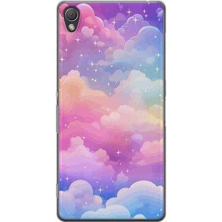 Kompatibelt Mobildeksel til Sony Xperia Z3 Søt enhjørning med regnbuefarget hår mot en stjernebelagt pastellbakgrunn i kawaii-stil