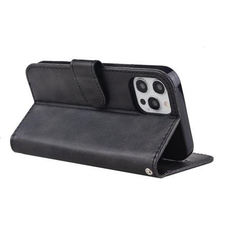 Elegant Fodral i PU-läder med 4 kortplatser för IPhone 15 Pro Black