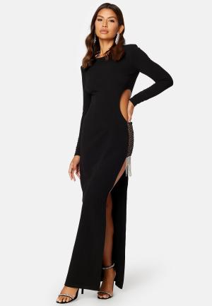 Bubbleroom Occasion Super cut out Bejewelled Gown 3XL Black Mekot Dam
