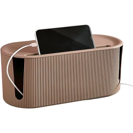 Kabelhåndteringsboks, skrivebordskabelorganisator med slisset lokk, kabeloppbevaringsboks i plast, stor kabelorganisatorboks