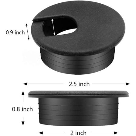 10-pak sorte 2" skrivebordsgennemføringer - Kabelhuldæksler til kontorledningstyring Black"