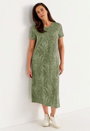 Cellbes of Sweden - Kjole i økologisk bomuld med lommer i lysegrøn / mønstret til damer i størrelse 38/40