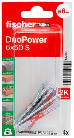 FISCHER UNIVERSALPL DUOPOWER 6X50 S BK A4 STK MED SKRUE