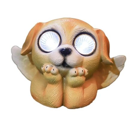 Cartoon Puppy Solar Lamp Garden Ornament Statue Animal Model Sculpture Outdoor Lawn Lamp
