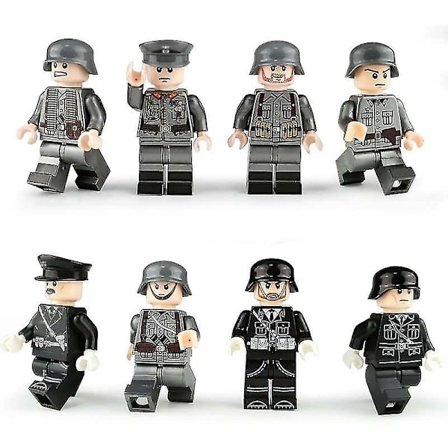 8 st Militär Minifigurer Leksaksset, Armé Militär Mini Figurer, tyska Militär Byggklossar Soldater Vapen Leksaker