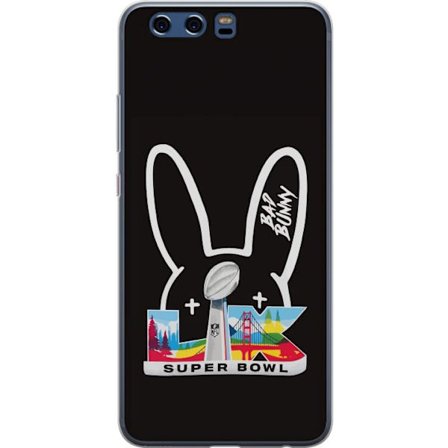 Kompatibel Mobilcover til Huawei P10 Bad Bunny portræt med åben skjorte, tatoveringer og krøllet hår i stilfuld modefotografering