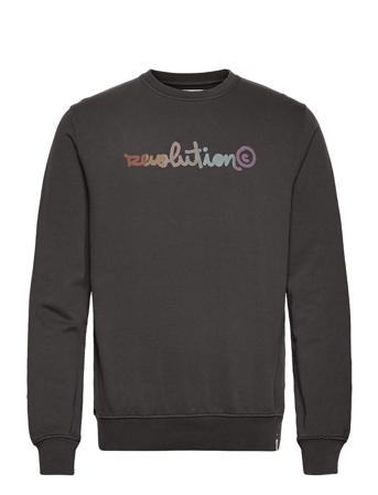 Garment Dyed Regular Fit Crewneck With Print Black Revolution