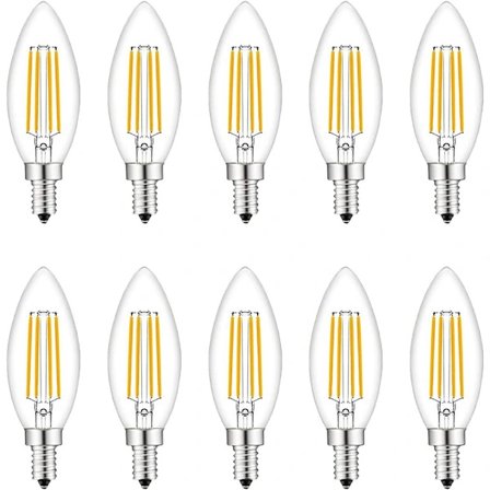 Pienet ruuvattavat LED-lamput, 10 kpl E14 Valonlähteet Himmennettävä, Hehkulamput 4W E14/SES Vastaava, 220V, Lämmin valkoinen 2700K, FanciBuy-FA-