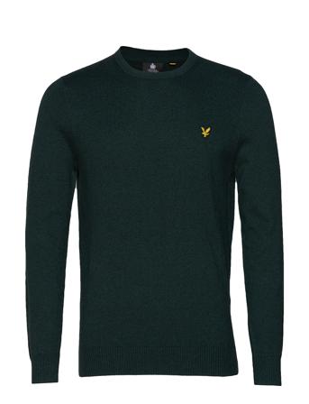 Cotton Merino Crew Jumper Strikkegenser M. Rund Krage Grønn Lyle & Scott