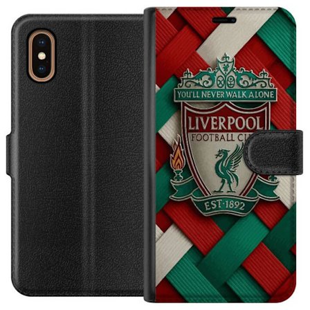 Yhteensopiva Lompakkokotelo Apple Apple iPhone XS Max Liverpool Football Clubin tunnus, jossa You'll Never Walk Alone voimakkaassa graafisessa suunnit