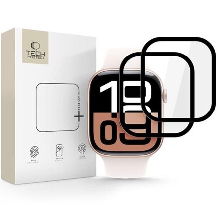 Tech-Protect Glas Flex+ Hybridglas 2-pack för Apple Watch 10 42mm - Svart