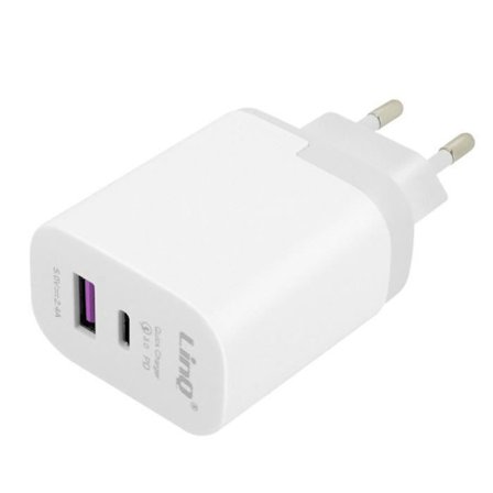 USB och USB-C nätladdare Quick Charge 3.0 Power Delivery 18W LinQ Vit