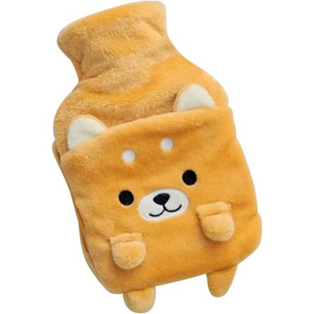 Gul varmvattenflaska med plyschöverdrag