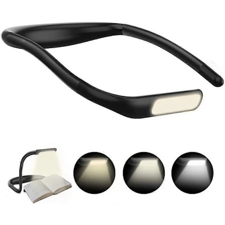 Genopladelig Læselampe til Nakken, 1800mAh Foldbar LED Bordlampe, Gradvis Dæmpning & 3 Farvetilstande, 270° Rotationsjustering, Ideel til Læsning og 