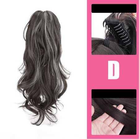 Synteettinen pitkä aaltoileva poninhäntä kohokohdat poninhäntähiuslisäkkeet D D