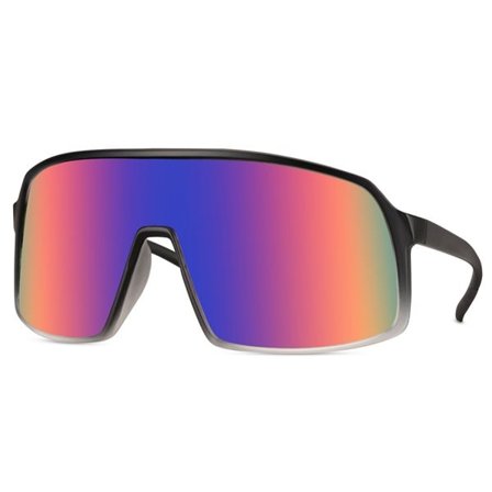 Sporty solbriller med fargerikt speilglass og svart-innfatning