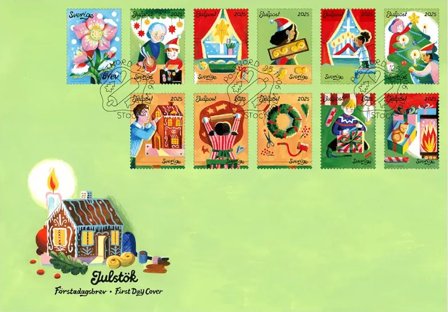 Sverige - Julen 2025: Juletravlhed - Førstedagskuvert