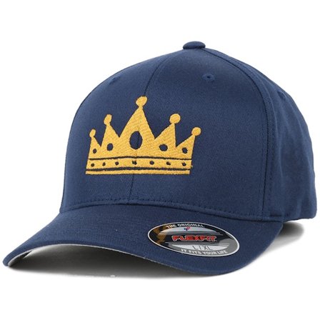 Iconic - Modrá flexfit Kšiltovka - Crown Navy/Gold Flexfit @ Hatstore