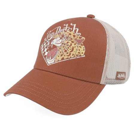 Von Dutch - Brun trucker Keps - Screen Print White/Red A-Frame Trucker @ Hatstore
