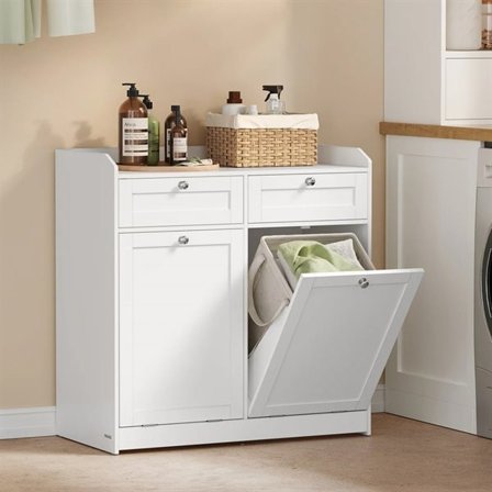 Vasketøjskurveskab med 2 aftagelige vasketøjskurve - Hvid