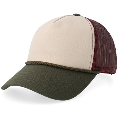 Equip - Beige trucker Cap - Stone/Burgundy/Olive Canvas Low Profile Golfer A-Frame Trucker @ Hatstore