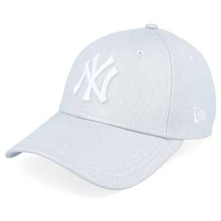 New Era - MLB Grå adjustable Keps - New York Yankees Womens Met Denim 9FORTY Metallic Silver/White Adjustable @ Hatstore