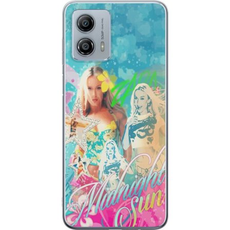 Yhteensopiva Puhelinkuori Motorola Moto G53 Seikkailumaailma Steve, Creeper ja eläimillä värikkäässä palikkagrafiikassa