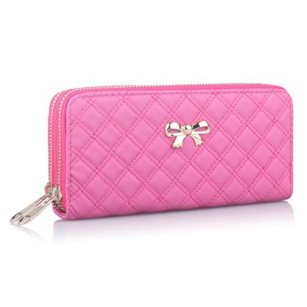Betterlifefg-Modeplånbok Custom Dames pu Lång Clutch Dubbel dragkedja Flera kortplatser, Rose Red Sunmostar