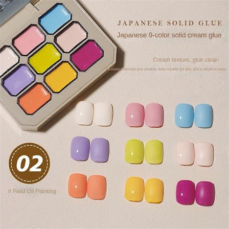Krämig Färgglad Nagellacksset, Nio-rutors Rutnät Solid Gel Lim Gel Nagellack