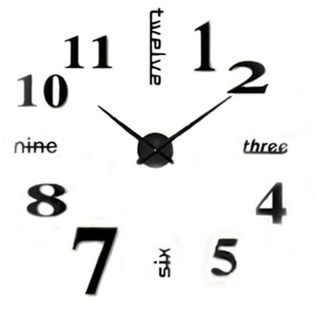 Tee-se-itse seinäkello Moderni suuri 3D seinäkello Peili tarrat Koti toimisto sisustus, Musta