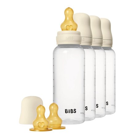 BIBS Baby Bottle Round Latex 4-Pak Ivory 270 ml, Børn & Forældre, Sutteflasker & Tilbehør, Sutteflasker