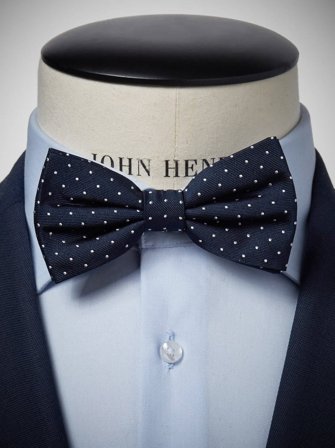 John Henric Men's Dunkelblaue Gepunktete Fliege Size Pre-tied