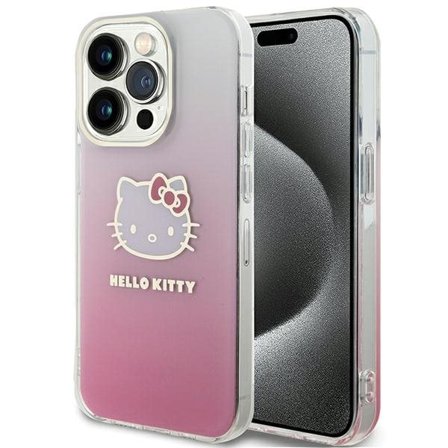 Hello Kitty IML Gradient Electrop Kitty Head iPhone 14 Pro - vaaleanpunainen