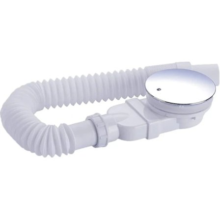 {PL}Ekstra flatt dusjkar 90 mm - Avløpshullsett for dusjkar, dusjsifon med luktsperre, hårsil, fleksibel slange