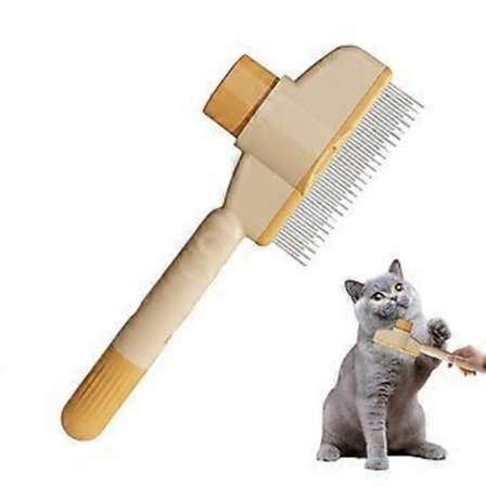 Fur Flash børste til katte og hunde, ergonomisk orange selvrensende hårbørste til pelspleje