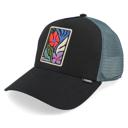 Djinns - Sort trucker Kasket - Hft Cap M-flowers Black A-Frame Trucker @ Hatstore