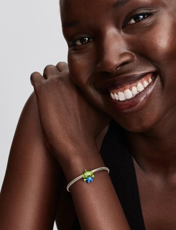 Pandora Disney Pixar Little Green Men Sterling Silver Charm With Black, Purple, Blue And Glittery Green Enam - Green - ONE SIZE