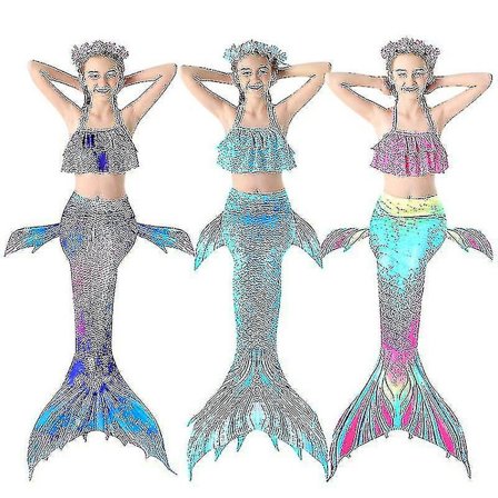 3 stk. Pige Badedragter Havfrue Til Svømning Havfrue Kostume V_y