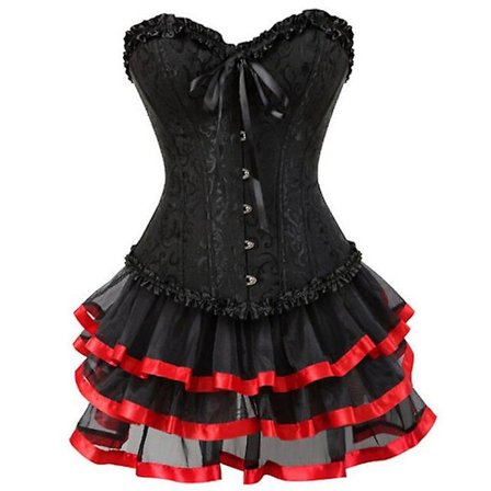 Women's Sexy Body Dress, Corset and Mini Skirt Set Red