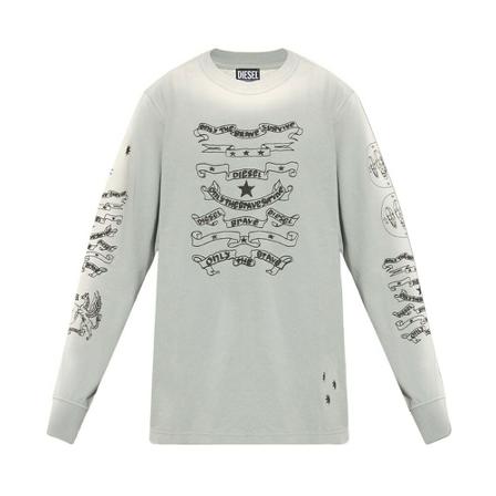 Diesel ‘T-Just-Ls-E3’ T-shirt with long sleeves Grå, Herre T-shirts