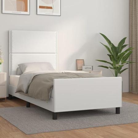Vidaxl Sängram Med Huvudgavel Vit 100x200 Cm Konstläder Vit
