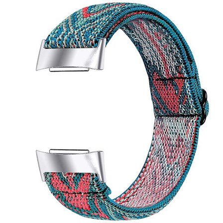 {PL}Elastisk nylonrem med justerbart spænde flettet urrem til Fitbit Charge 6/5 - 14# [DM] Multicolor Style L Fitbit Charge 6