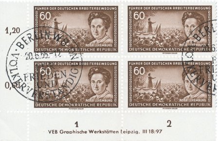 DDR 1955 - MICHEL 478 - 4-blok - Stemplet