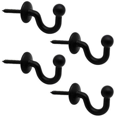 Set med 4 Gardinkrokar 64mm Svart Metall Tiebacks Vägg Gardin Hållare Gardin Tiebacks U Design Mu