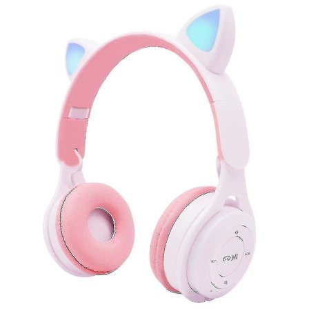Headset Bluetooth Led Cat Ear Gaming Hörlurar Trådlösa Over-ear hörlurar-färg: vit