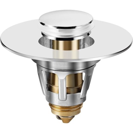 Universal Vaskprop til Badeværelse, Pop-up Afløbssi til Vask på Badeværelset, Afløbsprop til Badeværelse med Hårfanger i Rustfrit Stål til 2,8-3,8 cm