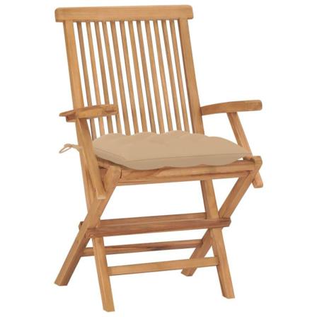 Vidaxl Trädgårdsstolar Med Beige Dynor 2 St Massivt Teakträ Beige